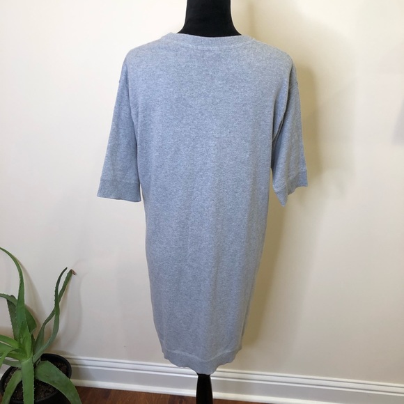 Vince Gray Ribbed Trim Oversized T-Shirt Tunic Dress XSMALL - Picture 6 of 7